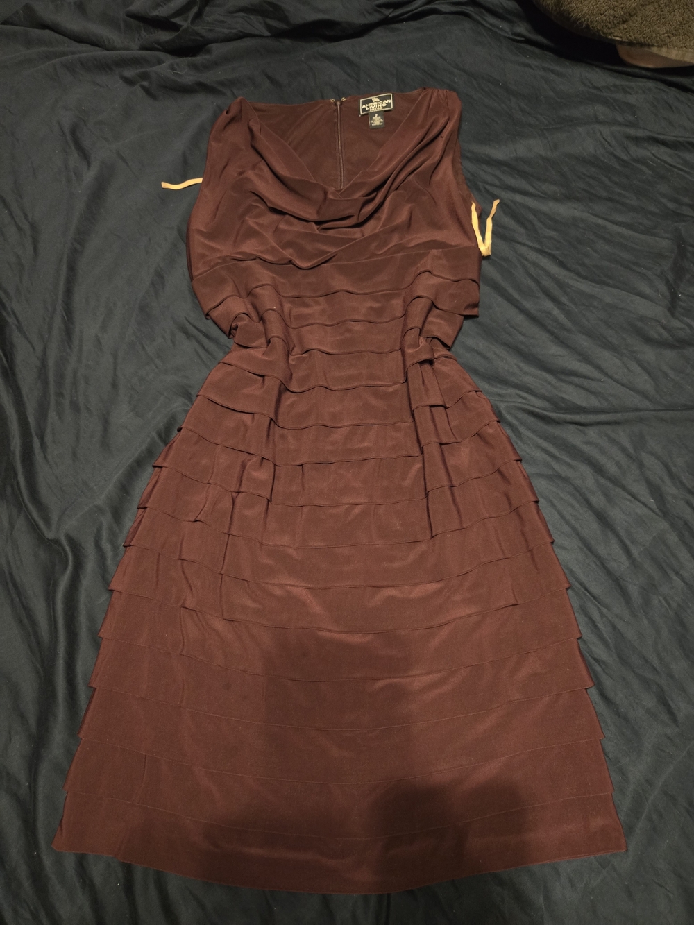 American Living Purple Tiered Cowl Midi Dress